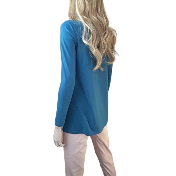 J. Jill Tunic Length Sweater Top Shirt Rayon Blend Cadet Blue Teal Pullover - Picture 9 of 13